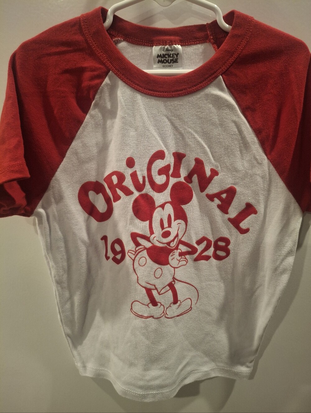 Disney Red & White Mickey Original 1928 Raglan Tee